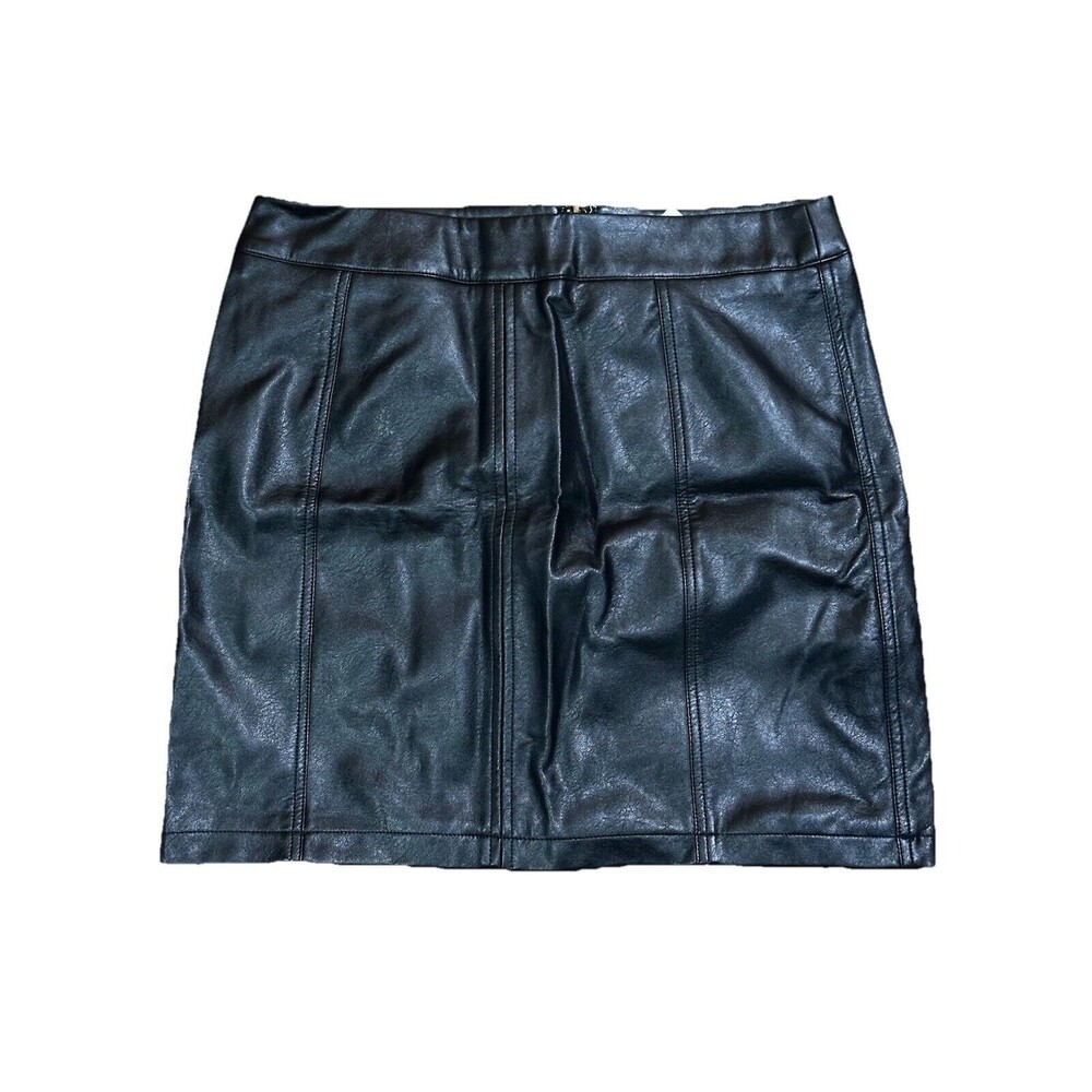 Loveriche Womens Black  Pleather / Faux Leather‎ Pencil Skirt Size Large NWT